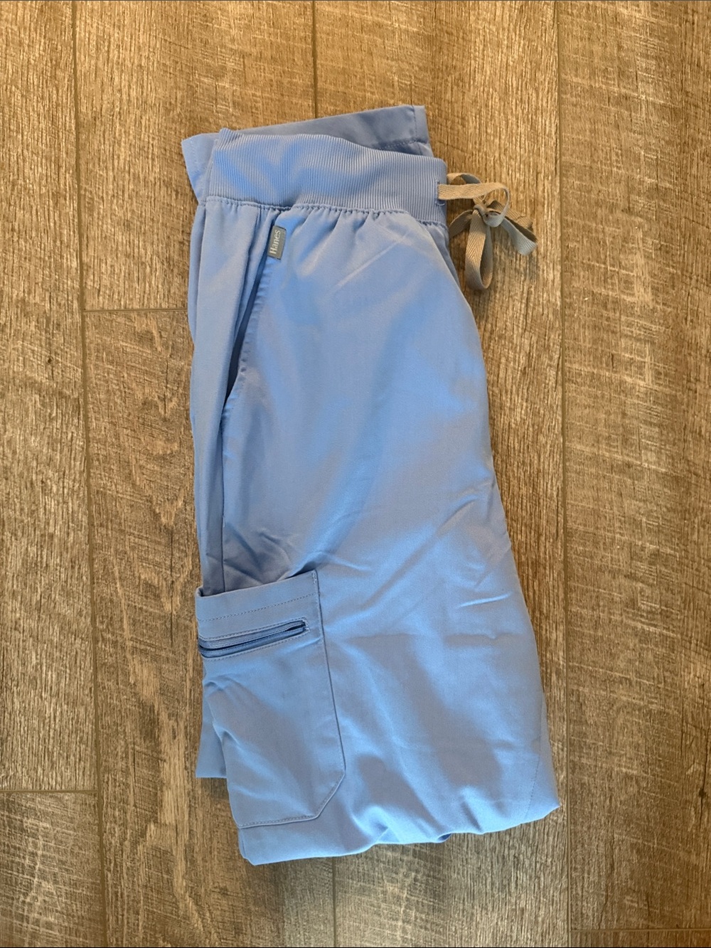 Hanes Light Blue Wide Leg Women's Scrub Pants